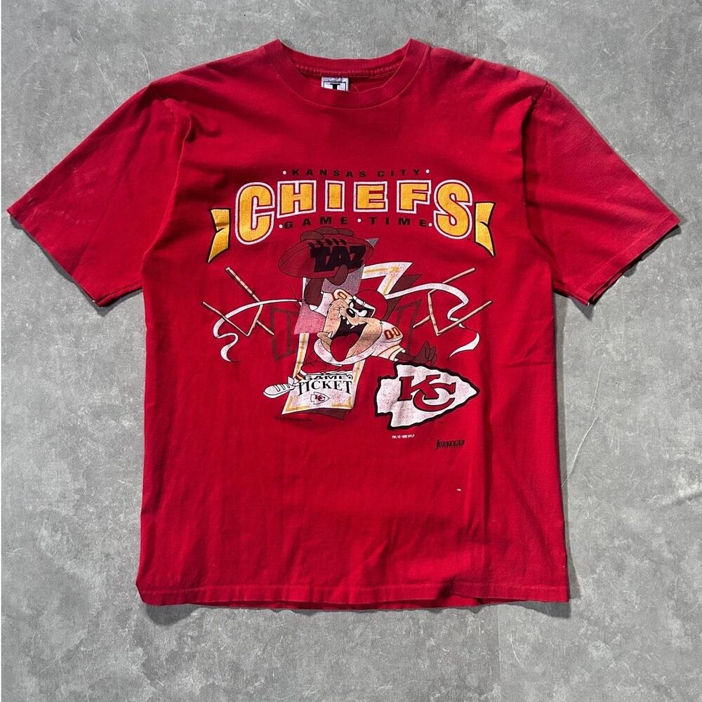 90s Vintage Kansas City Chiefs Looney Tunes Taz Red T Shirt Size L